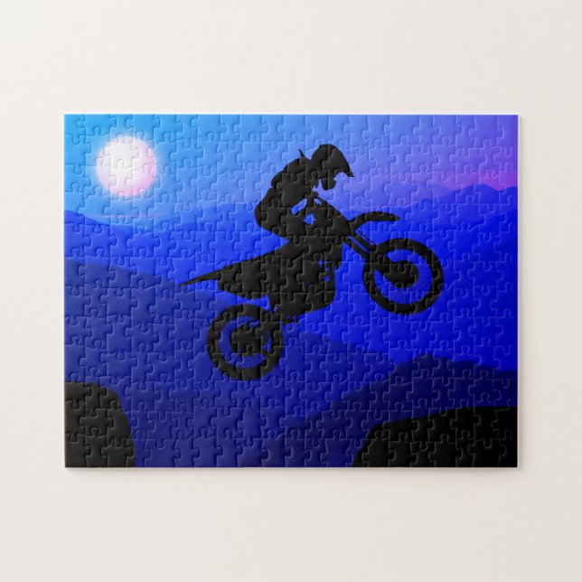 Dirt Bike Full Moon Night Rive Motocross (Horizontal)