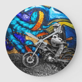 Dirt Bike Graffiti Urban Street Art Große Wanduhr