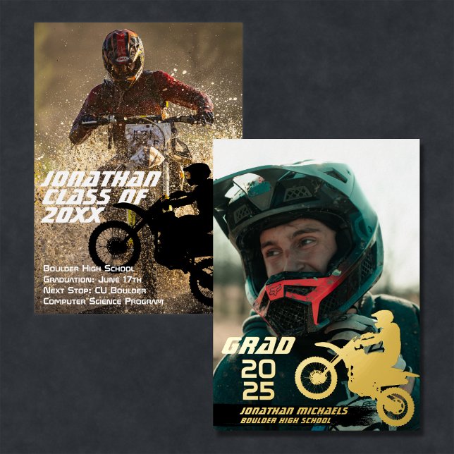Dirt Bike Motocross 2 Foto Moderner Abschluss Folieneinladung (Von Creator hochgeladen)