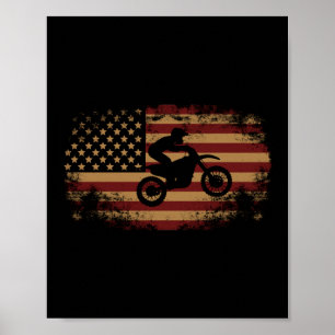 Dirt Bike Motocross Amerikanische Flagge Dirt Bike Poster