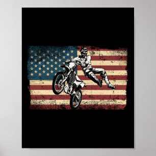 Dirt Bike Motocross Amerikanische Flagge Dirt Bike Poster