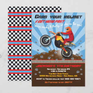 Dirt Bike Motocross Anniversaire Fête Invitation