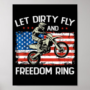 Dirt Bike Motocross Biker USA-Flagge 4. Juli Männe Poster