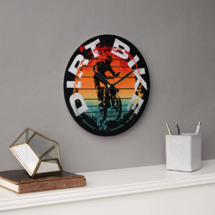 Dirt-Bike-Motocross-Fahrer Große Wanduhr