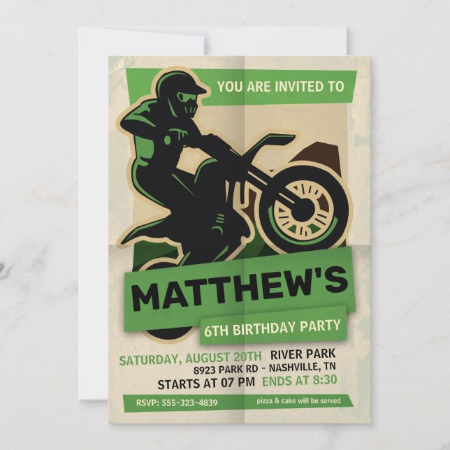 Dirt Bike Motocross Geburtstagsparty Einladung (Vorderseite)