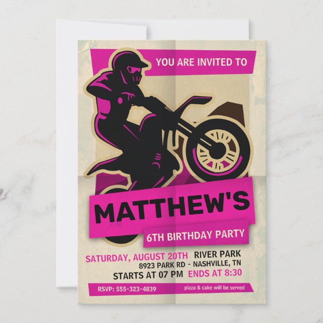 Dirt Bike Motocross Geburtstagsparty Einladung (Vorderseite)