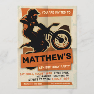 Dirt Bike Motocross Geburtstagsparty Einladung