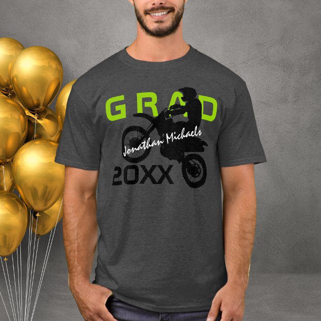 Dirt Bike Motocross Green Black Grau Abschluss T-Shirt (Von Creator hochgeladen)