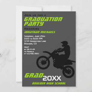 Dirt Bike Motocross Green Schwarz-weißer Abschluss Einladung