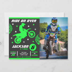 Dirt Bike Motocross Motorrad Jungen Foto Geburtsta Einladung