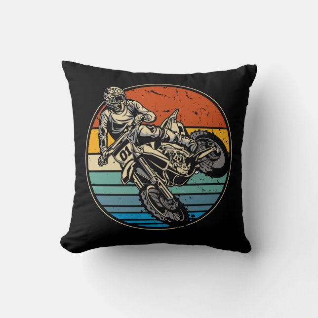 Dirt Bike Motocross Motorrad Vintag Retro Kissen (Vorderseite)