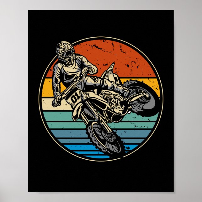 Dirt Bike Motocross Motorrad Vintag Retro Poster (Vorne)