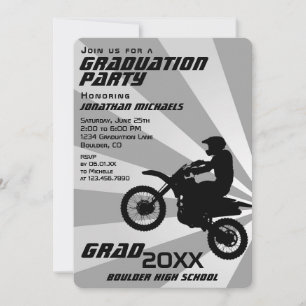 Dirt Bike Motocross Retro Sunburst Abschluss Einladung