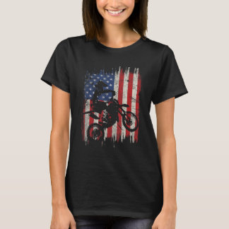 Dirt Bike Motocross USA American Flag Patriotic 4t T-Shirt