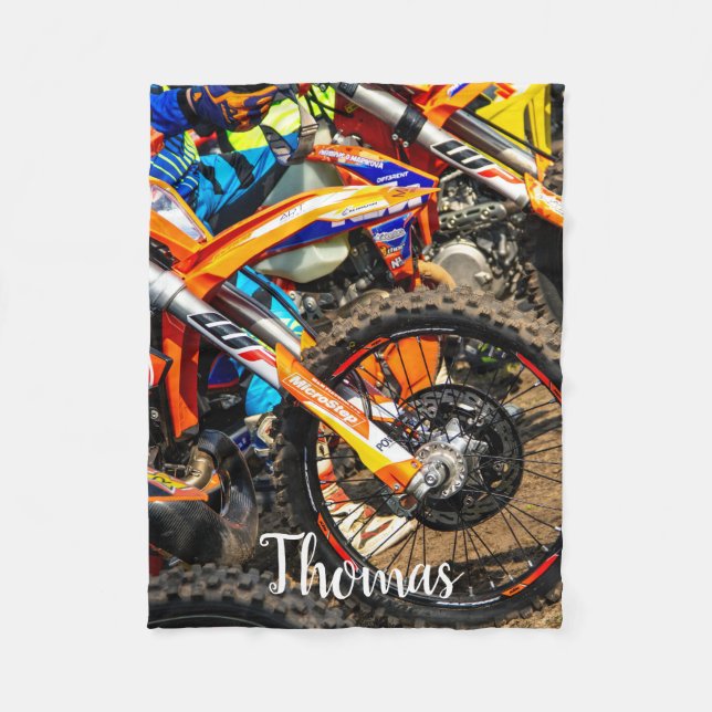 Dirt Bike Motorrad Motocross Racing Personalisiert Fleecedecke (Vorderseite)