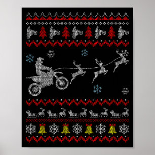 Dirt Bike Motorrad Schlafanzug hässlicher Weihnach Poster