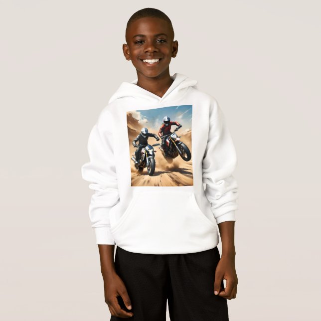 Dirt Bike Motorräder Racing in der Wüste, Hoodie (Vorne ganz)