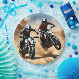 Dirt Bike Motorräder Racing in der Wüste, Pappteller
