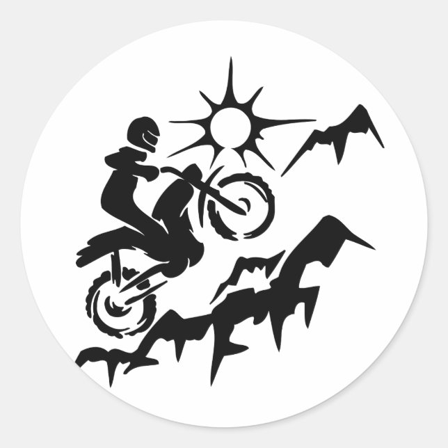 Dirt Bike Mountain Runder Aufkleber (Vorderseite)