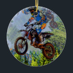 Dirt-Bike-Narren - Motocross-Racers Keramik Ornament<br><div class="desc">Entworfen für diejenigen, die eine Leidenschaft für den coolsten Sport des Motocross-Rennens haben. Motocross Racing ist das, wofür diese jungen Rennfahrer leben. Ideal für Kinder und Sportler jeden Alters. Kunstwerk erstellt von Val Brackenridge ©.</div>