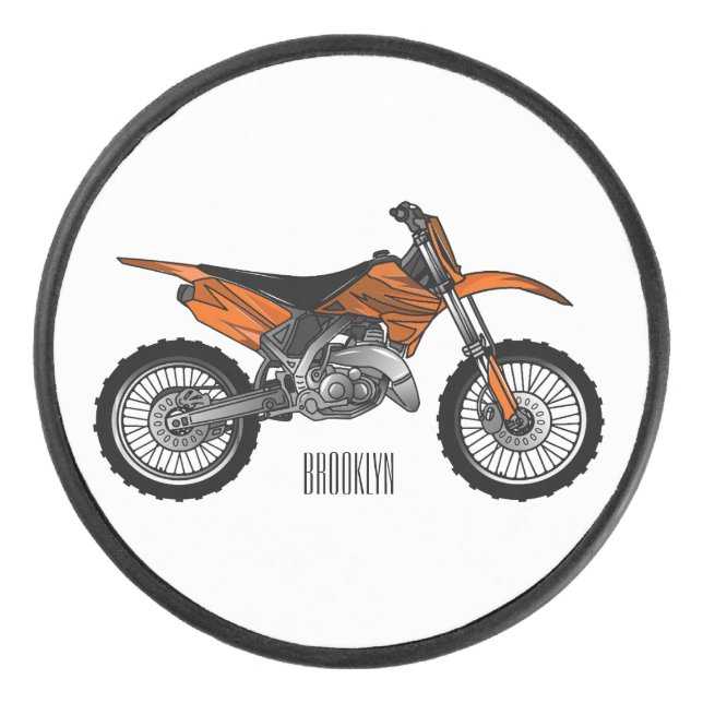 Dirt bike off-road motorrad / motocross-Cartoon Eishockey Puck (Vorderseite)
