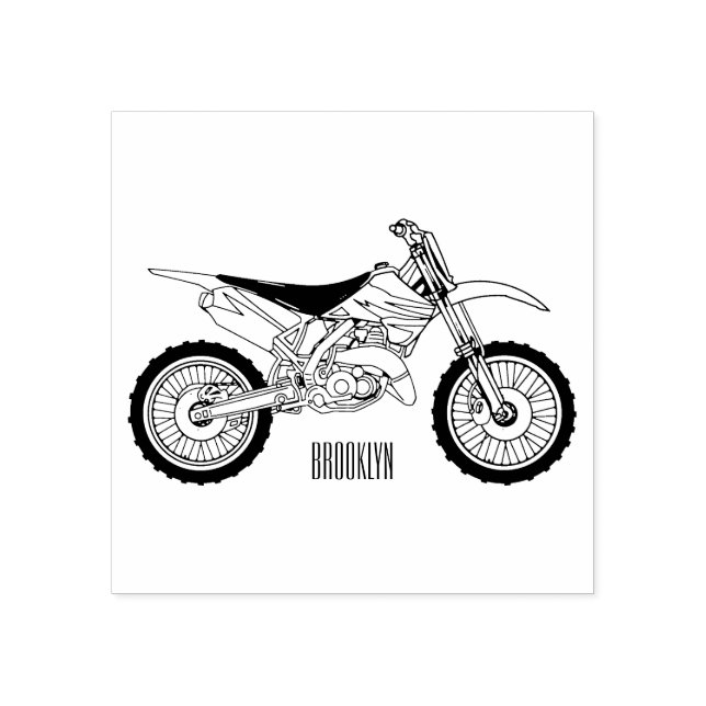 Dirt bike off-road motorrad / motocross-Cartoon Gummistempel (Prägung)