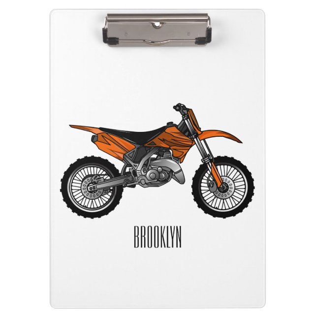 Dirt bike off-road motorrad / motocross-Cartoon Klemmbrett (Vorderseite)