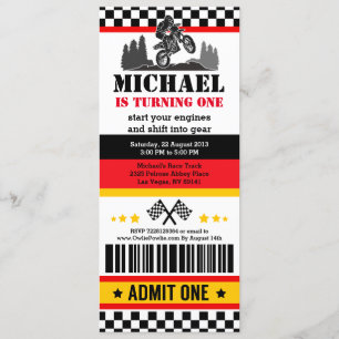 Dirt Bike Pass Anniversaire Fête Invitation