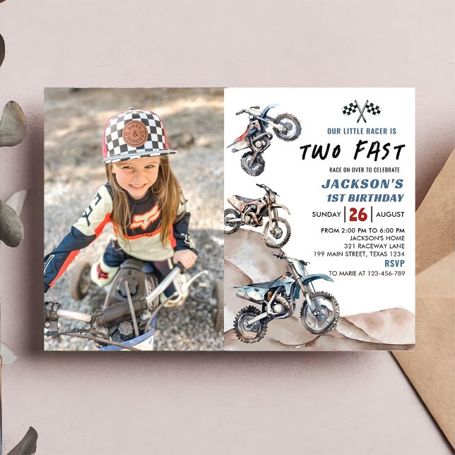 Dirt Bike Race Boy 2. Geburtstag Foto Einladung (Von Creator hochgeladen)
