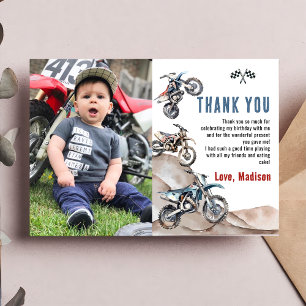 Dirt Bike Race Boy Birthday Foto Danke Karte