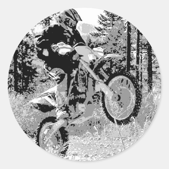 Dirt bike radeln im Wald Runder Aufkleber (Vorderseite)