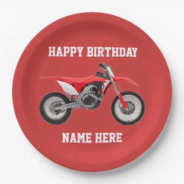 Dirt Bike Red Birthday Sport Paper Teller (Vorderseite)