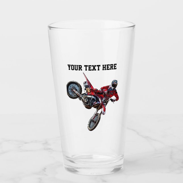 Dirt Bike Red Custom Sports Name Racing Glas (Vorderseite)