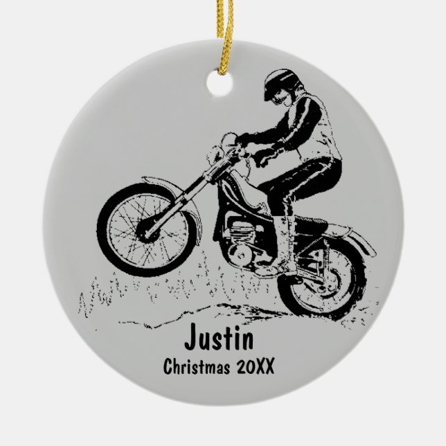 Dirt Bike Rider Ornament (silbergrau) (Vorne)