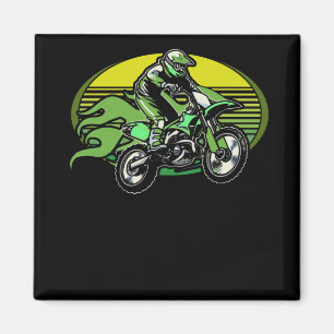 Dirt Bike Rider Tire Tracks Neon Green Jugend Magnet