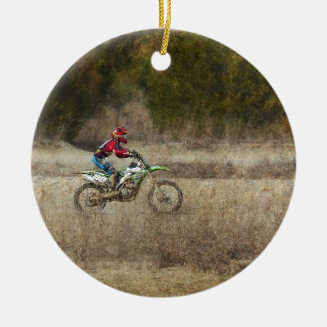Dirt Bike Riding Keramik Ornament (Vorne)