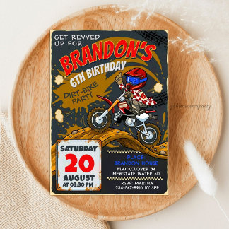 Dirt Bike Rot Motocross Geburtstag - Matschige Ren Einladung