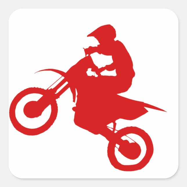 DIRT BIKE (Scharlach) Quadratischer Aufkleber (Vorderseite)