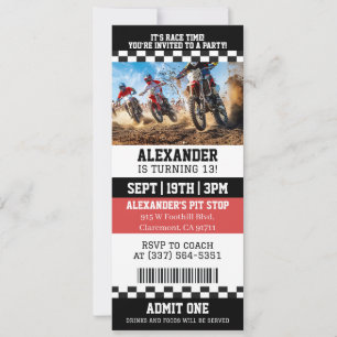 Dirt Bike Ticket Geburtstagsfeier Einladung