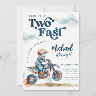 Dirt Bike Two Fast Geburtstag Einladung
