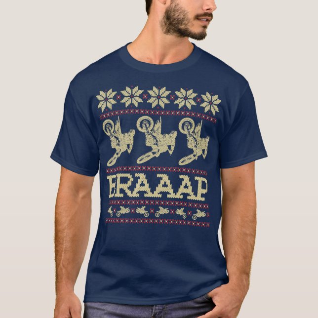Dirt bike Ugly Christmas Sweater style SALE T-Shirt (Vorderseite)