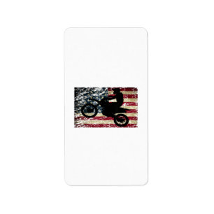 Dirt Bike USA Flag T - Shirt Motocross American Fl Adressaufkleber