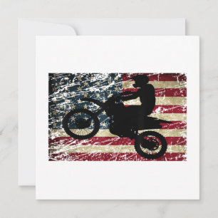 Dirt Bike USA Flag T - Shirt Motocross American Fl Dankeskarte