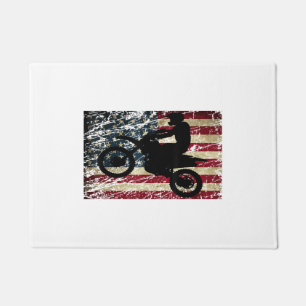 Dirt Bike USA Flag T - Shirt Motocross American Fl Fußmatte