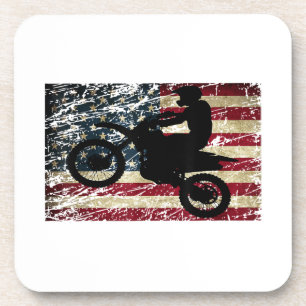 Dirt Bike USA Flag T - Shirt Motocross American Fl Getränkeuntersetzer