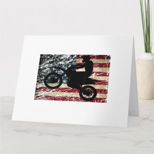 Dirt Bike USA Flag T - Shirt Motocross American Fl Karte
