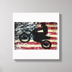 Dirt Bike USA Flag T - Shirt Motocross American Fl Leinwanddruck