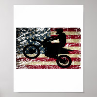 Dirt Bike USA Flag T - Shirt Motocross American Fl