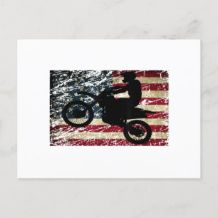 Dirt Bike USA Flag T - Shirt Motocross American Fl Postkarte