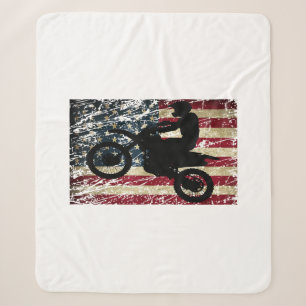 Dirt Bike USA Flag T - Shirt Motocross American Fl Sherpadecke